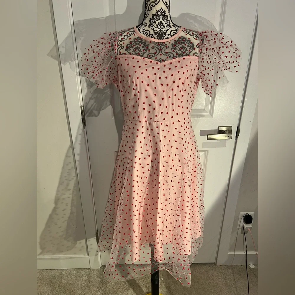 Pink Heart Midi Dress - Picture 1 of 5